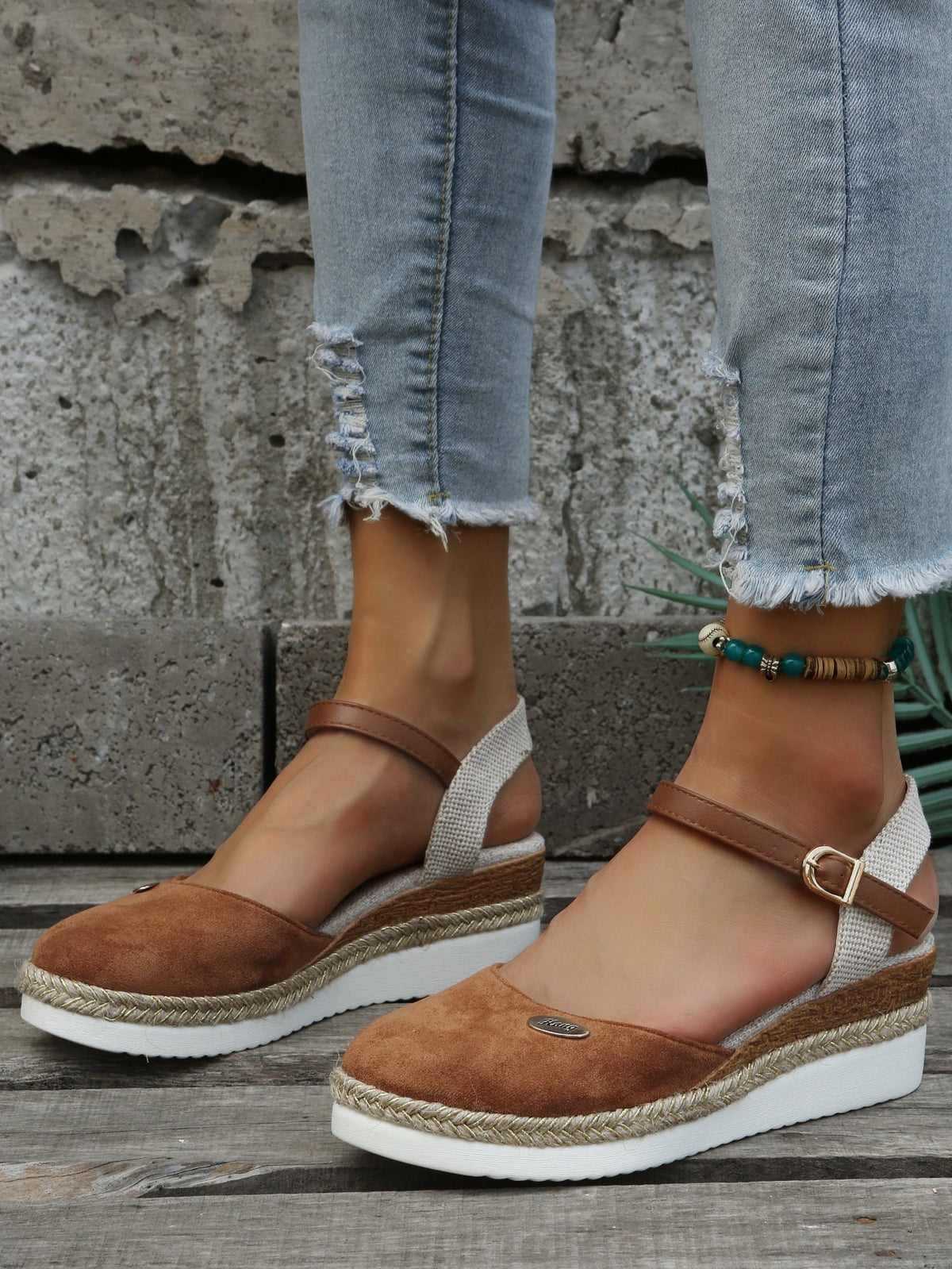 Women's Orthopedic Sandals Closed Toe Wedge Shoes with Ankle Strap