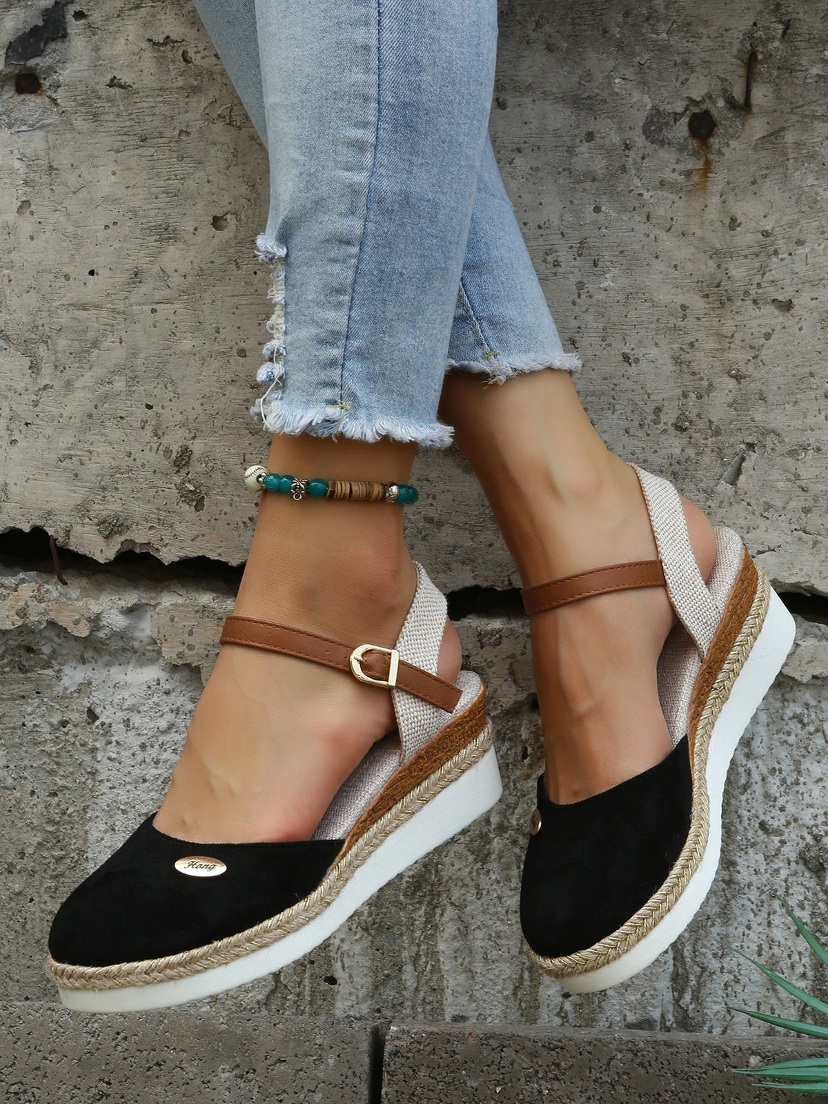 Women's Orthopedic Sandals Closed Toe Wedge Shoes with Ankle Strap
