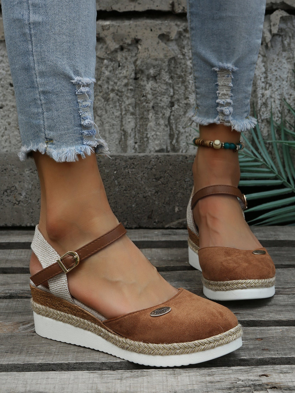 Women's Orthopedic Sandals Closed Toe Wedge Shoes with Ankle Strap