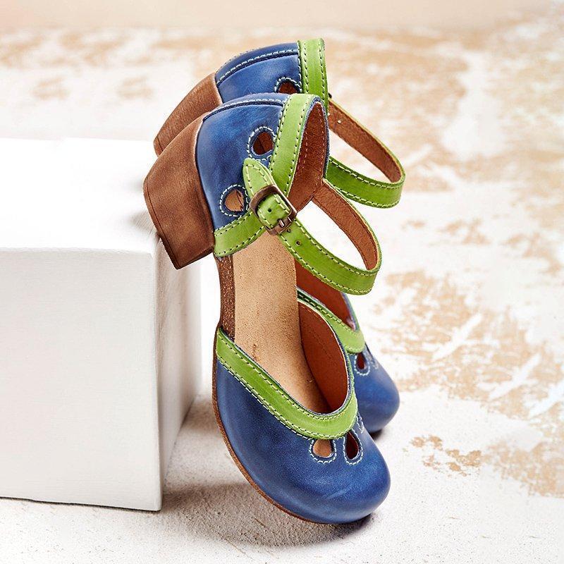 Women's Orthopedic Sandals Low Heel Mary Jane Closed Toe Shoes