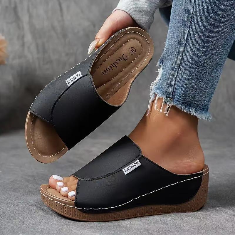 Women's Orthopedic Sandals Open Toe Cushioned Wedge Mules