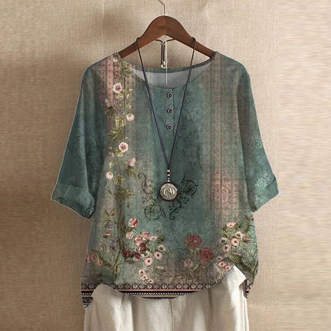 Women's Printed Blouse Summer Loose Fit Tunics