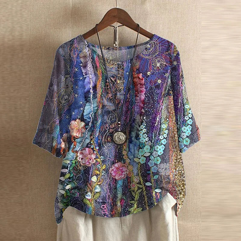 Women's Printed Blouse Summer Loose Fit Tunics