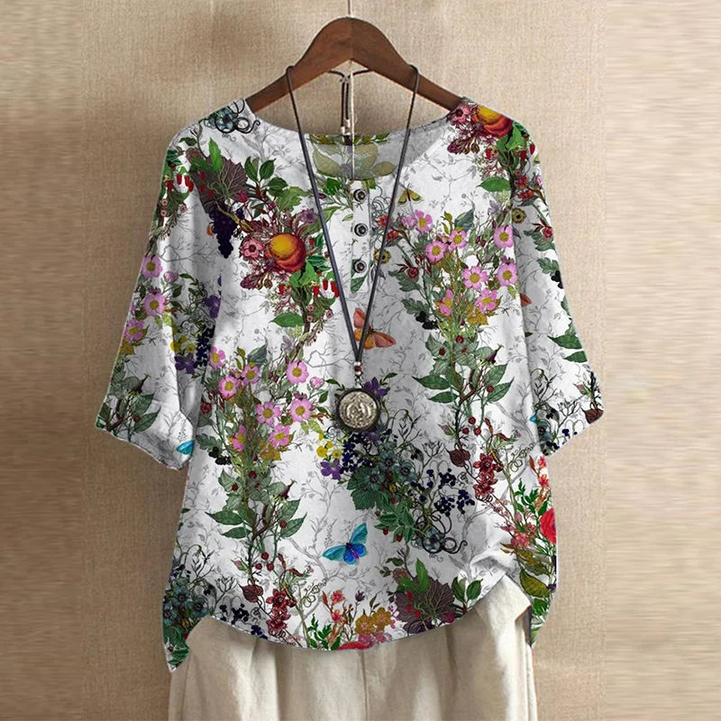 Women's Printed Blouse Summer Loose Fit Tunics