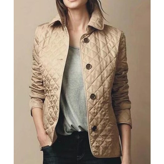 Women's Quilted Jacket Lightweight Puffer Coat Diamond Stitch Outerwear