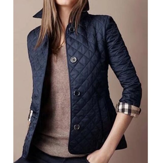 Women's Quilted Jacket Lightweight Puffer Coat Diamond Stitch Outerwear