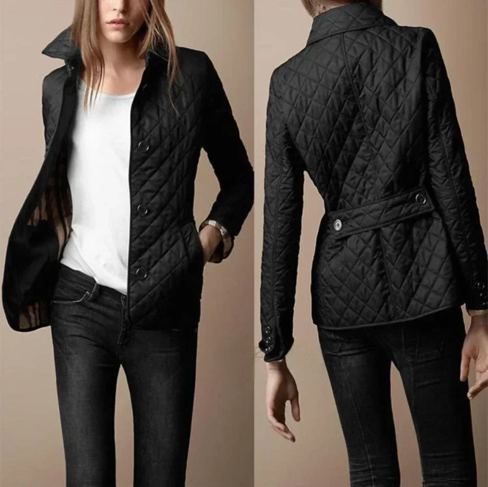 Women's Quilted Jacket Lightweight Puffer Coat Diamond Stitch Outerwear