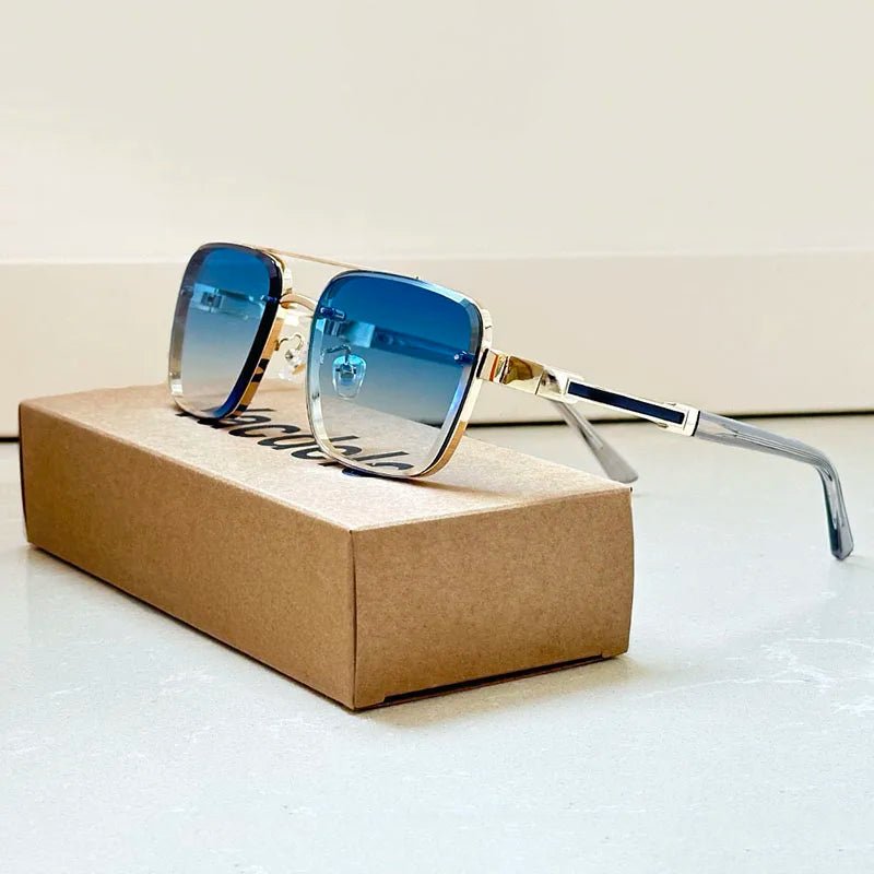 Women's Retro Aviator Sunglasses Gold Titanium Frame Gradient