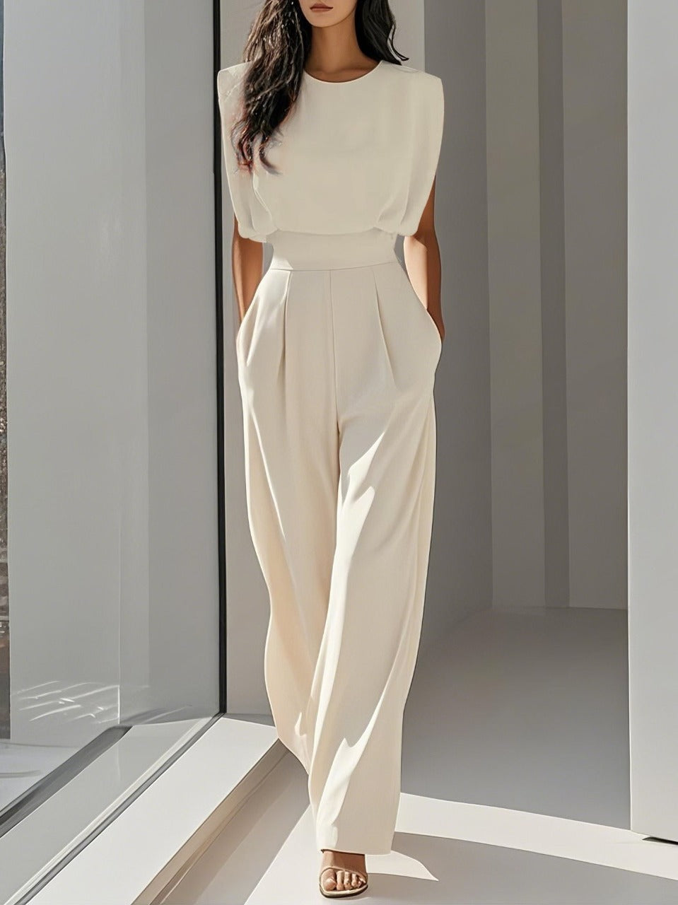 Women's Sleeveless Jumpsuit Elegant Wide Leg