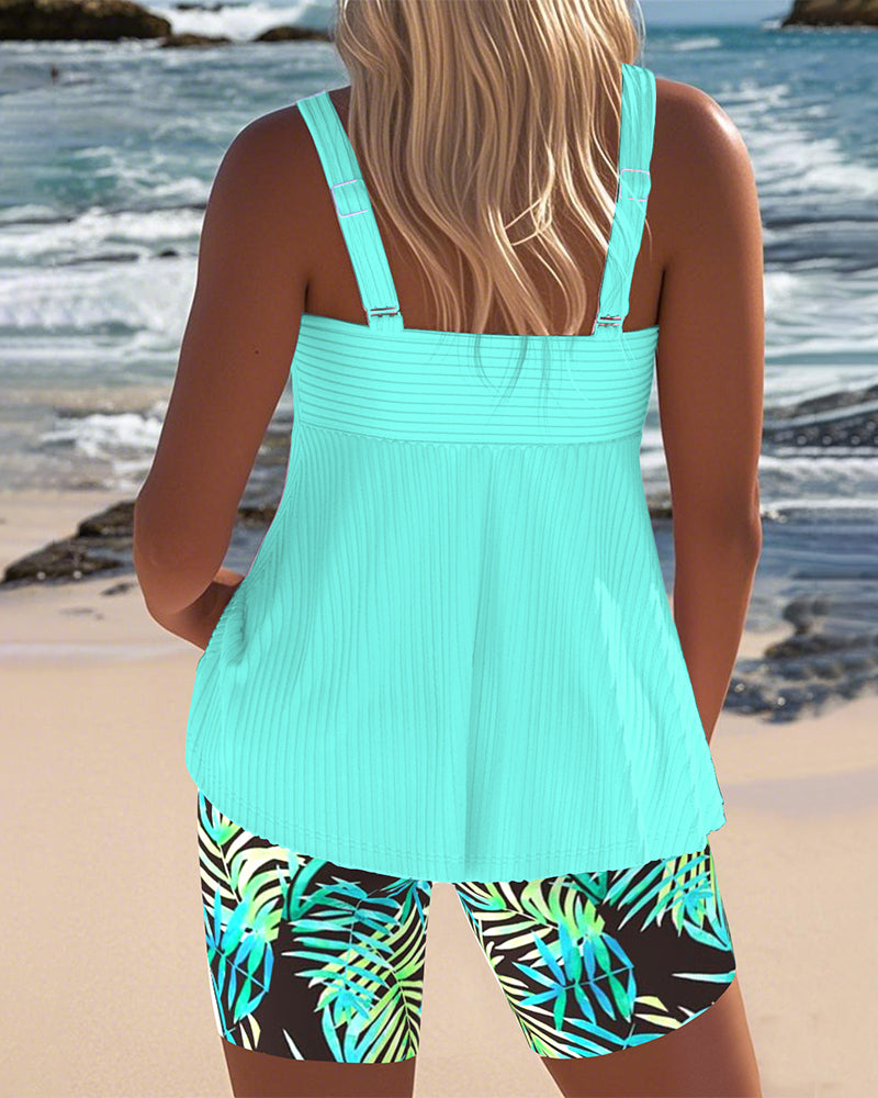 Women's Tankini Tummy Control and Printed Bottoms