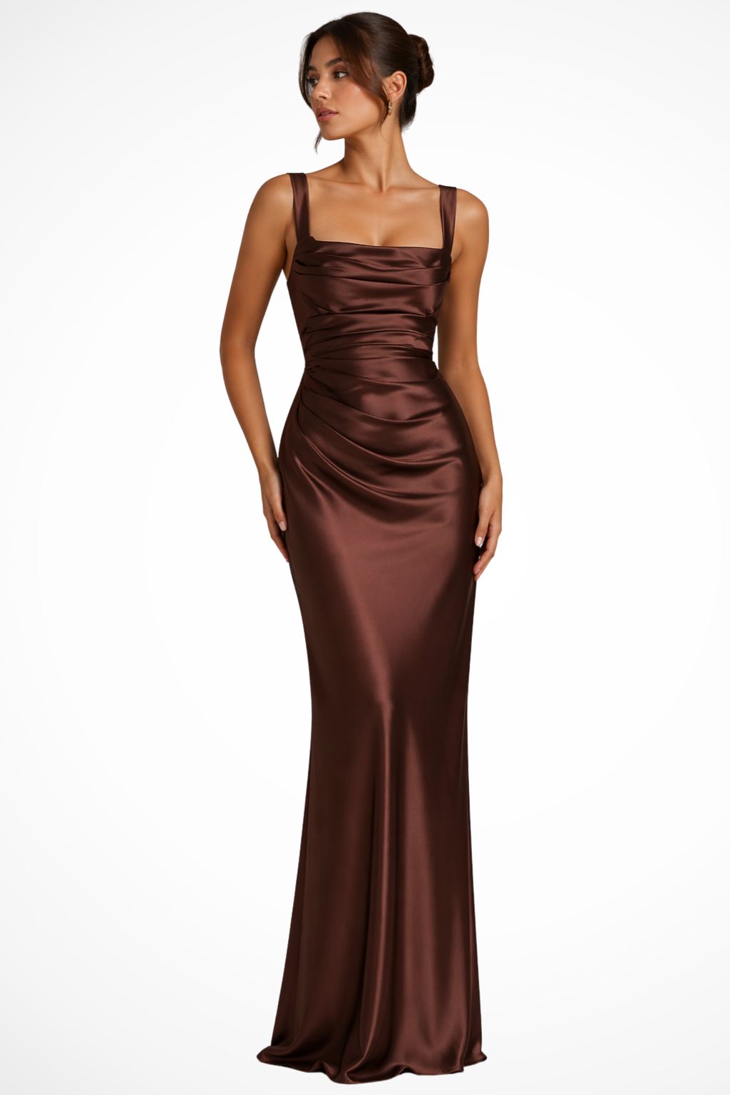 Women's Wedding Guest Maxi Dress - Square Neck and Scarf Detail
