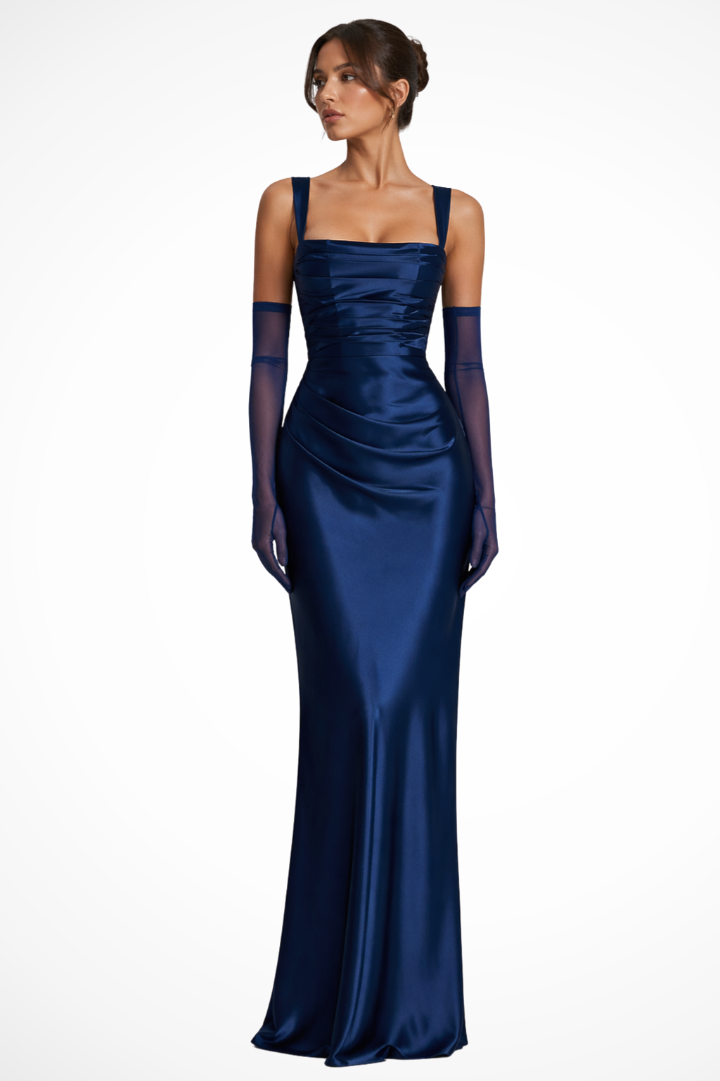 Women's Wedding Guest Maxi Dress - Square Neck and Scarf Detail