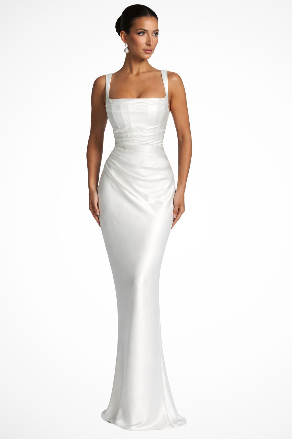Women's Wedding Guest Maxi Dress - Square Neck and Scarf Detail