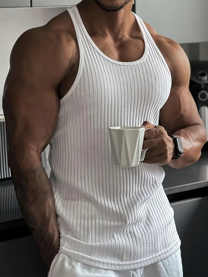 Men's Slim Fit Tank Top Sleeveless and Ribbed Texture