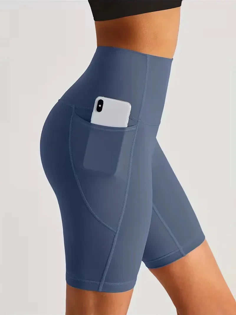 Women's High-Waisted Sport Biker Shorts with Side Pocket