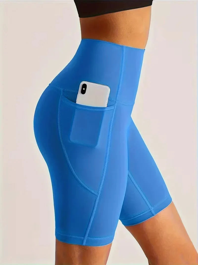 Women's High-Waisted Sport Biker Shorts with Side Pocket