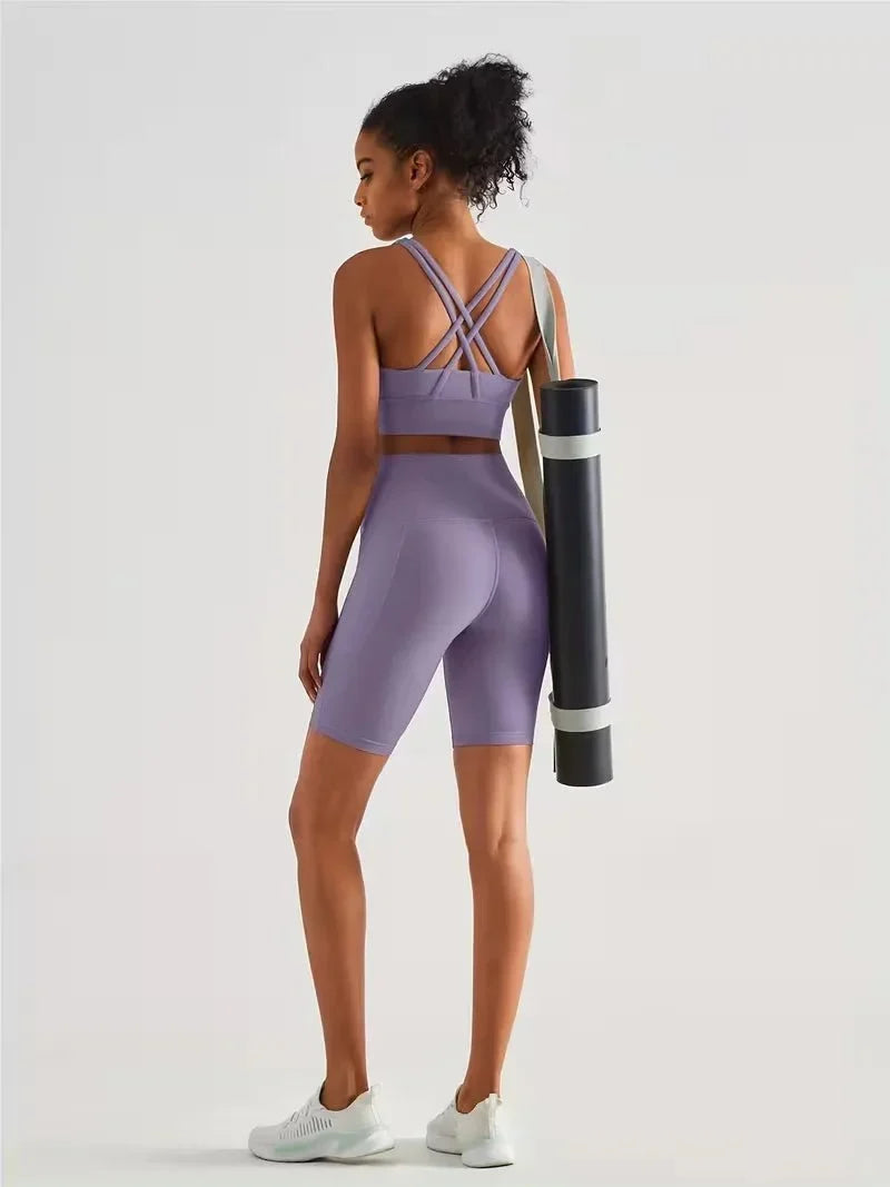 Women's High-Waisted Sport Biker Shorts with Side Pocket