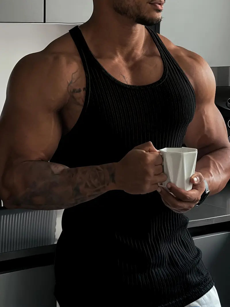 Men's Slim Fit Tank Top Sleeveless and Ribbed Texture