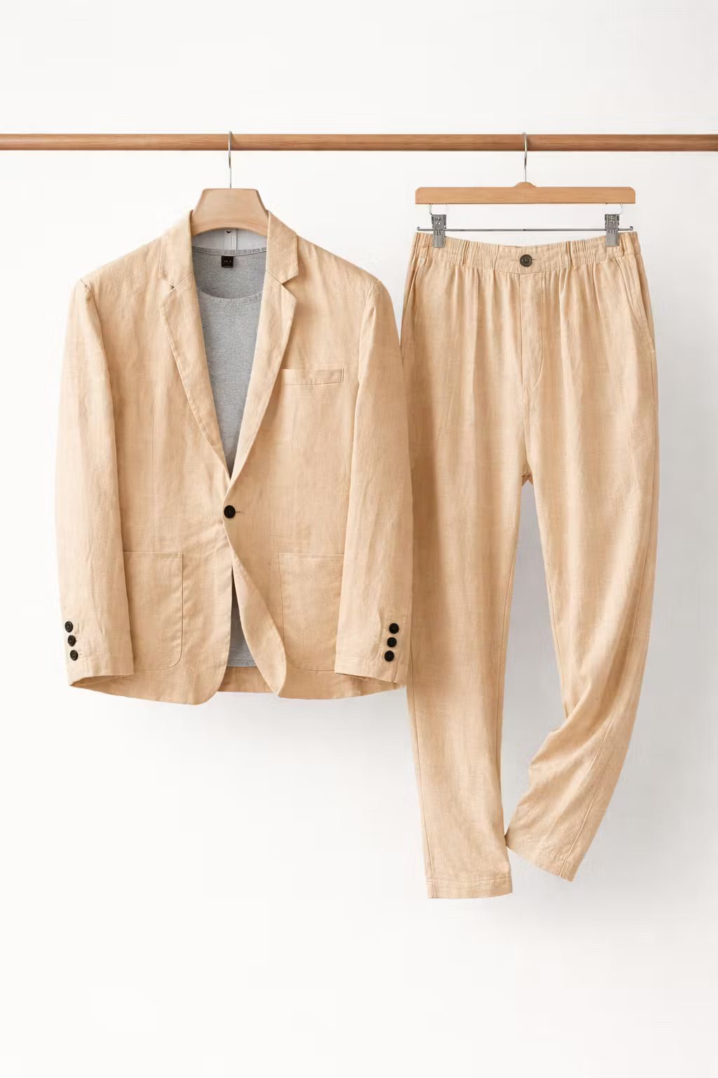 Men's Relaxed-Fit Linen Suit Set - Blazer & Trousers