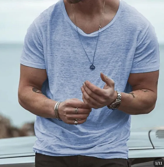 Men's Round Neck T-Shirt Short Sleeve and Lightweight