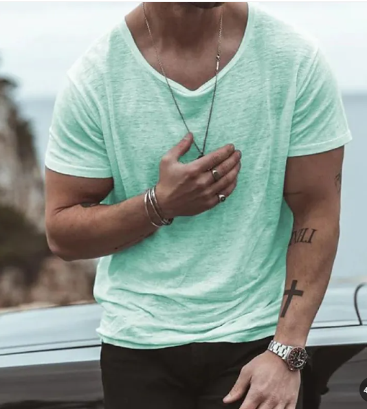 Men's Round Neck T-Shirt Short Sleeve and Lightweight