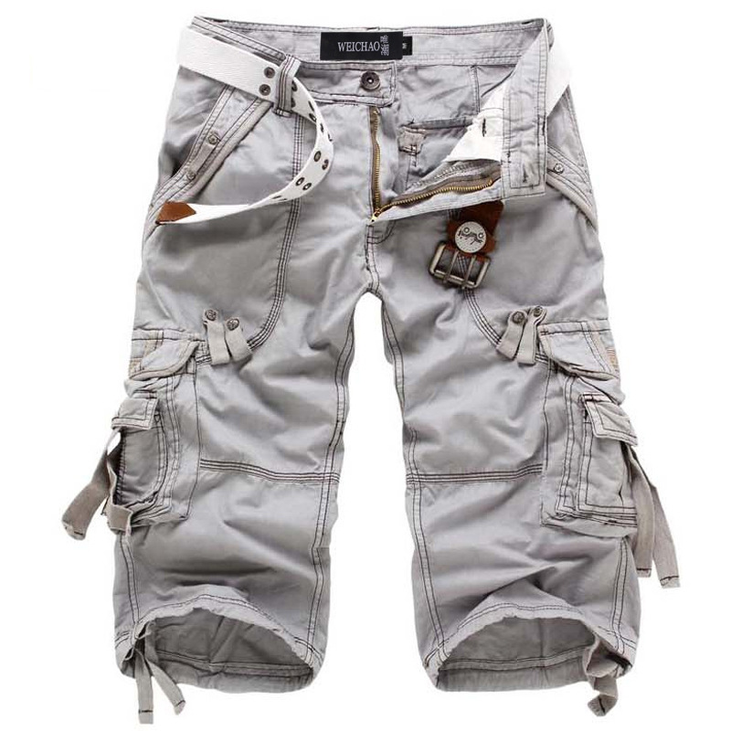 Men's Belted Cargo Shorts - Multi-Pocket Combat Shorts