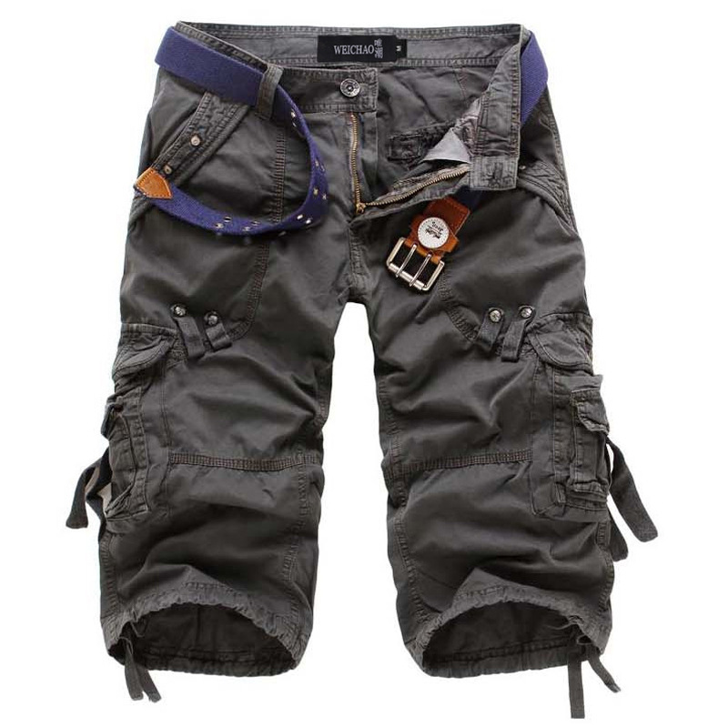 Men's Belted Cargo Shorts - Multi-Pocket Combat Shorts