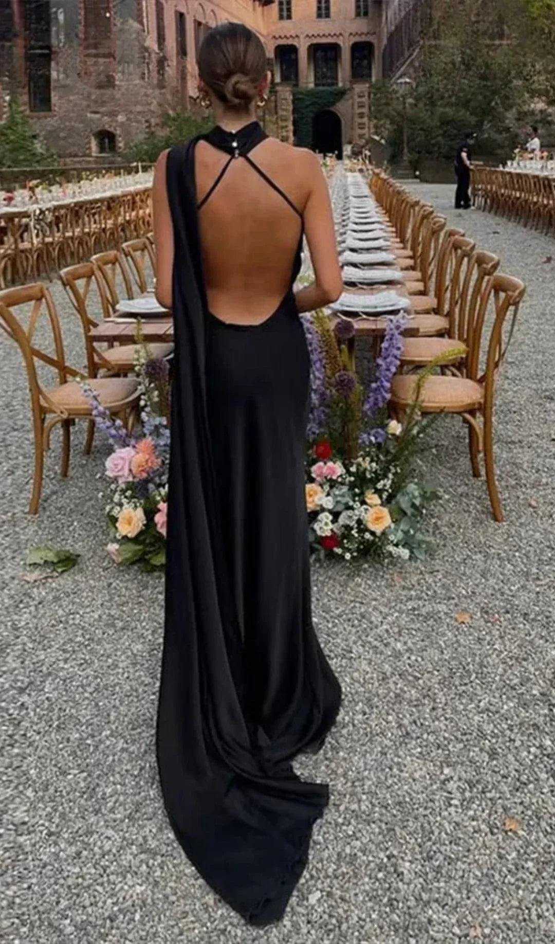 Women's Draped One-Shoulder Maxi Dress - Asymmetric Strap Evening Gown