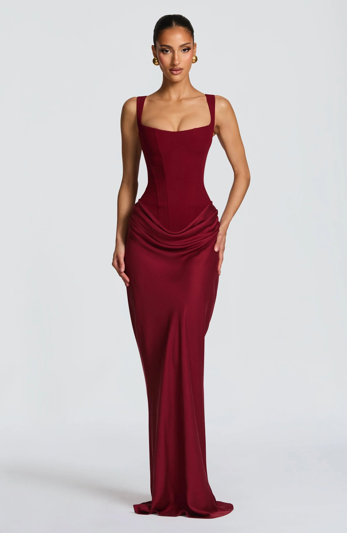 Women's Square Neck Backless Bodycon Maxi Dress - Evening Wear